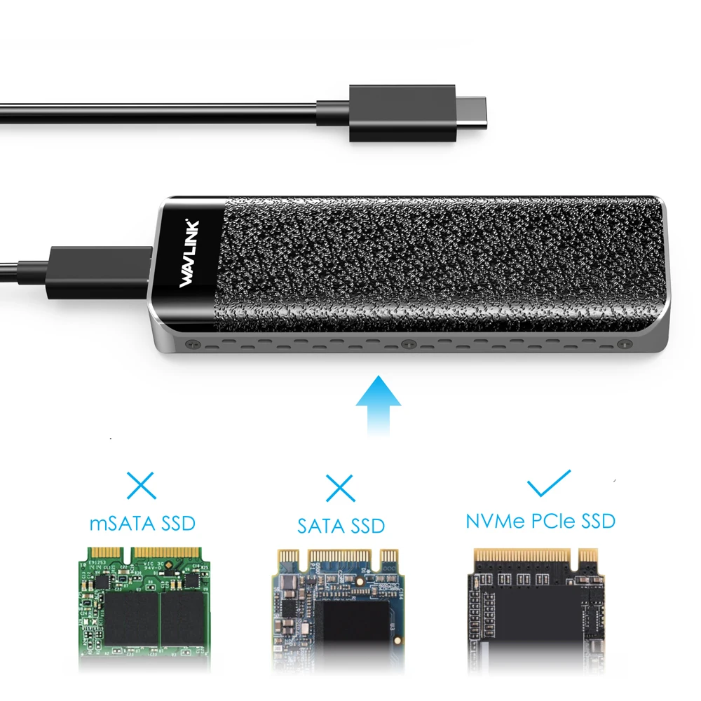 Obudowa Wavlink M.2 NVMe PCIe SSD z certyfikatem Intel Thunderbolt ™   3 40 Gb/s Transfer Aluminiowy Zewnętrzny 2 TB Dla Windows i Mac OS