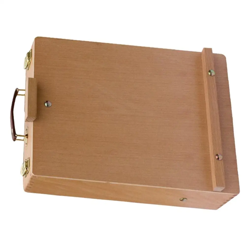 and Table Artist Easel - All Media Adjustable Angle Desk Storage Compartments Case - Beech Wood