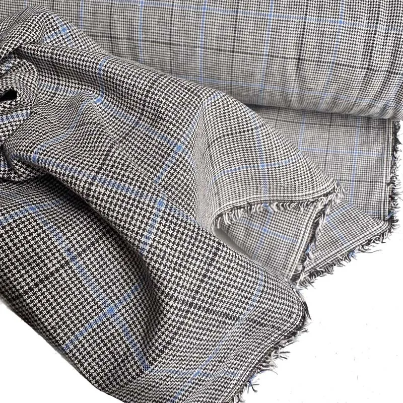 

Льняная/хлопковая пряжа в стиле ретро, окрашенная в синий, черный, маленькая «гусиные лапки» для весенней одежды «сделай сам», рубашка, платье, юбка, ремесло, ручная работа, декор подушек