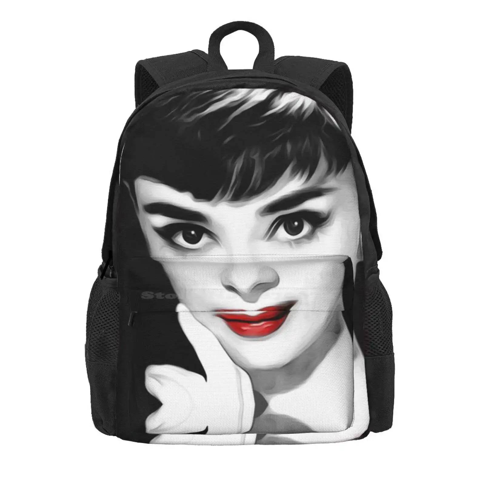 Audrey Hepburn Lips Hot Sale Schoolbag Backpack Fashion Bags Film Star Movie Star Icon Legend Famous People Modern Audrey