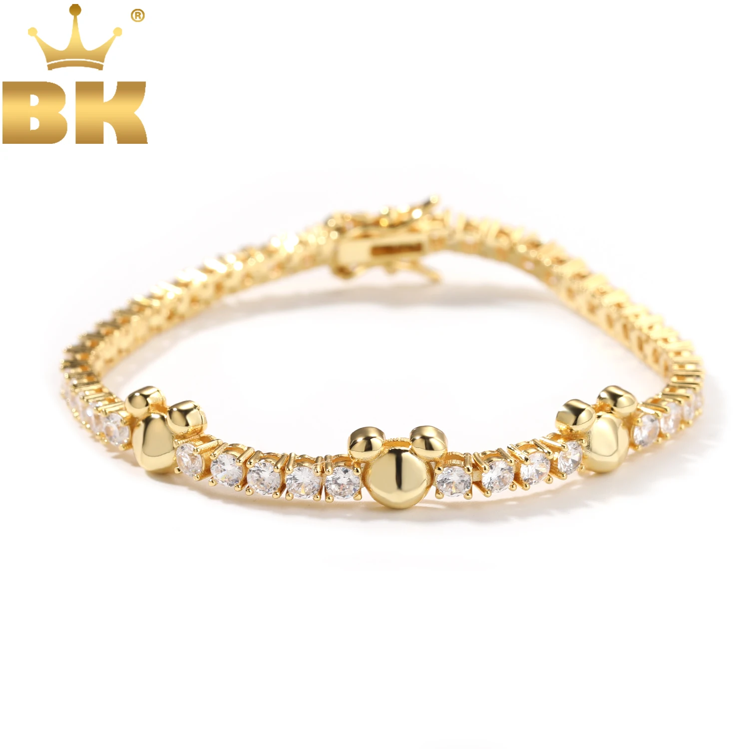 THE BLING KING 3mm Tennis Chain Bracelet With Cute Mouse Heart Star Iced Out CZ DIY Necklace Hiphop Jewelry For Gift