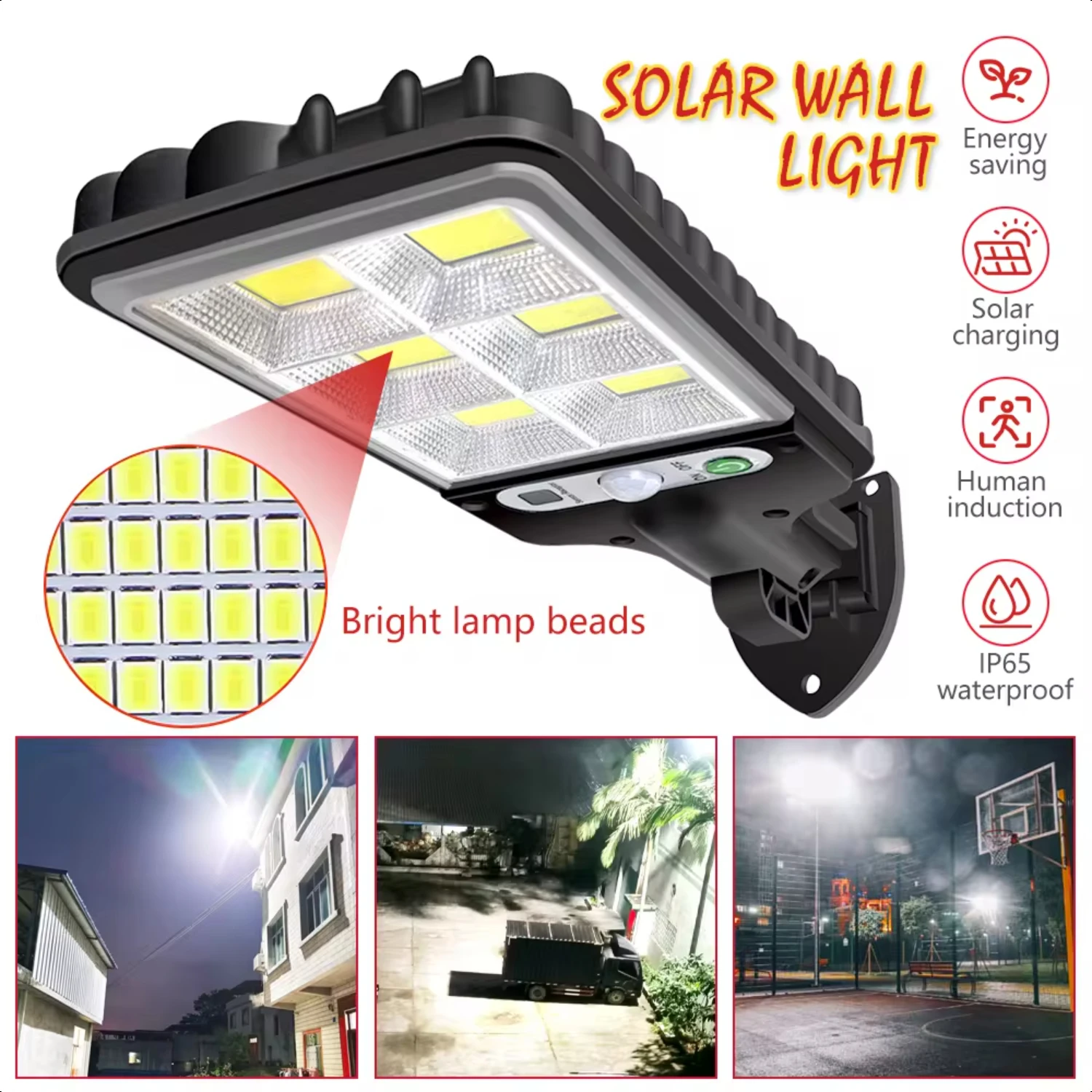 New 1/2PCS Outdoor Solar Wall Light  Motion Sensor Bright Flood Street Lamp IP65 Waterproof 3 Modes Strong Power Garden Light