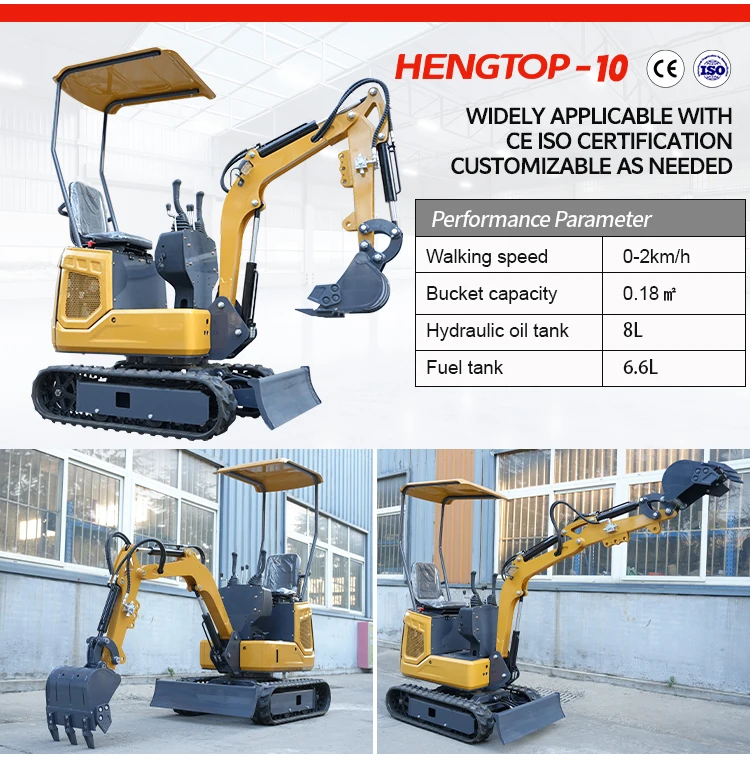 Fabrikverkauf 1-Tonnen-Minibagger mit Hydraulik, Dieselmotor, EPA-zertifiziert, Raupenbagger für Garten und Landwirtschaft, kleiner Bagger, Preis individuell anpassbar – Detail 4