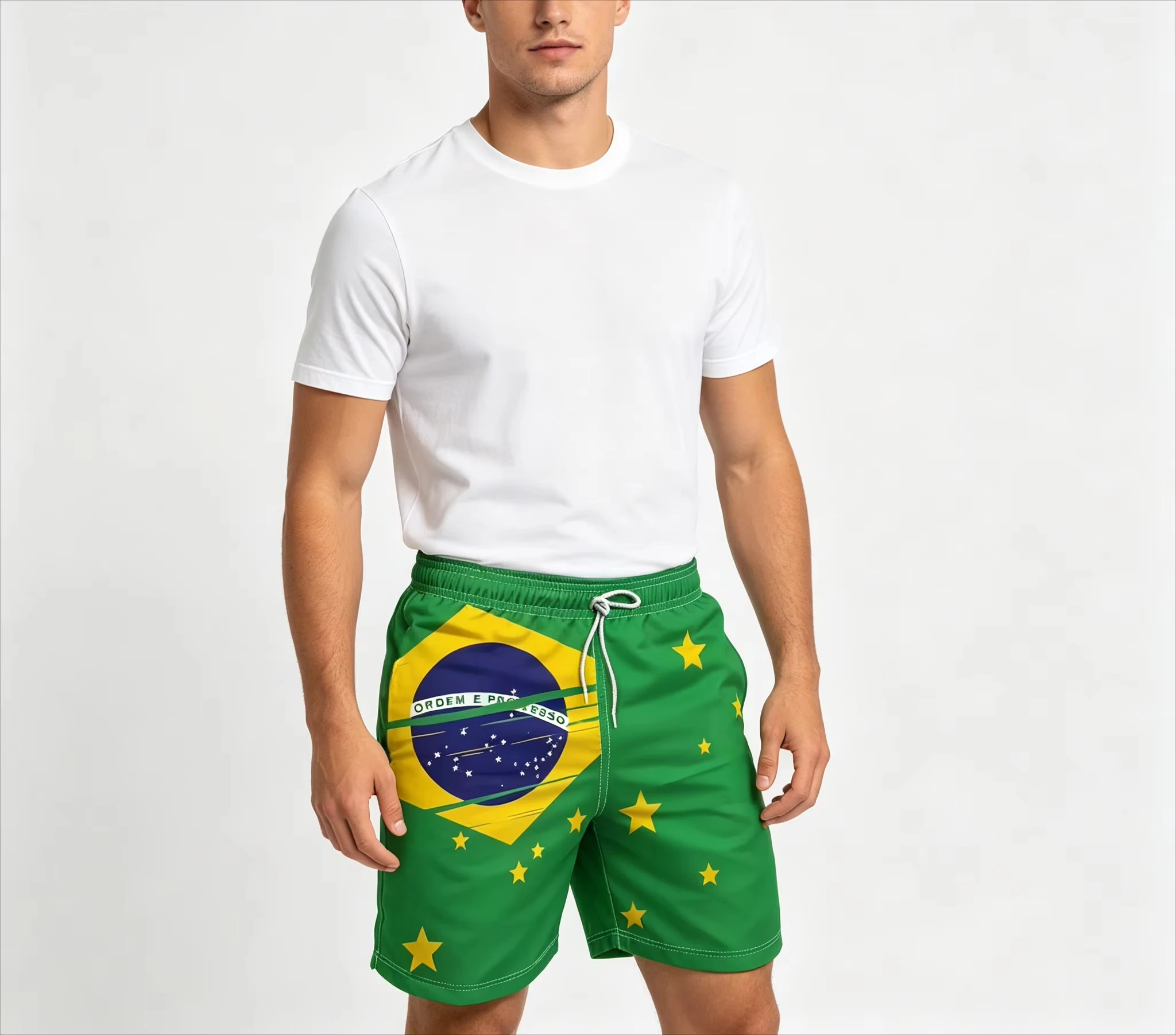 Brazilian Style Flag Full Print Beach Shorts Quick Drying Breathable Leisure Fashion Surfing Beach Shorts Trend Vacation Shorts