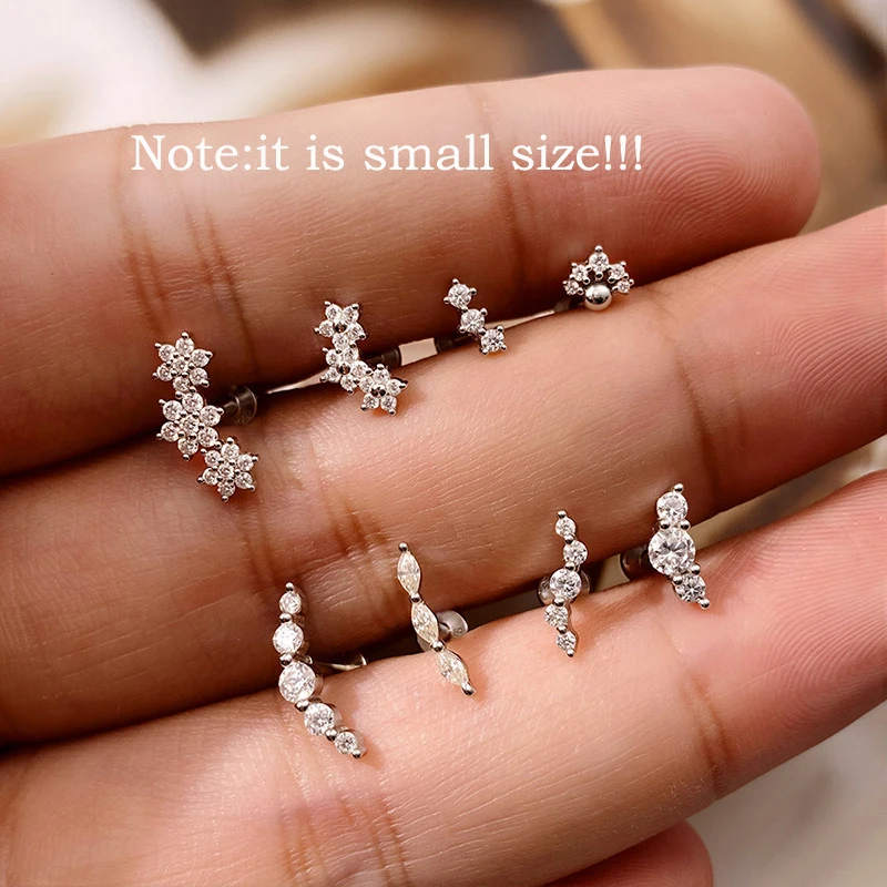 Smyoue Screw Gradient Moissanite Stud Earrings for Women Men Hip Hop Ear Cartilage Piercing S925 Sterling Silver Fine Jewelry 5