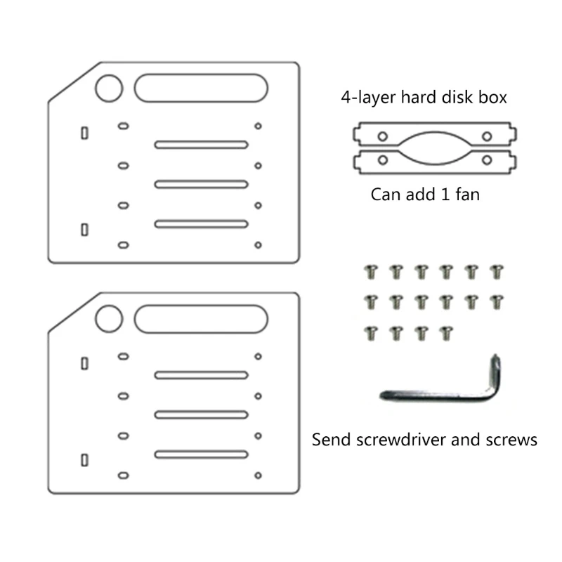 Hard Drive Bracket for 3.5in HDD SSD DIY Storage Acrylic Rack Shelf Cooling Fan