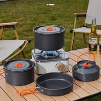 Camping Cooking set Camping Cookware Travel Tableware Outdoor Picnic Set Teapot For 3-6 Peaple Non-stick pots assorted sets