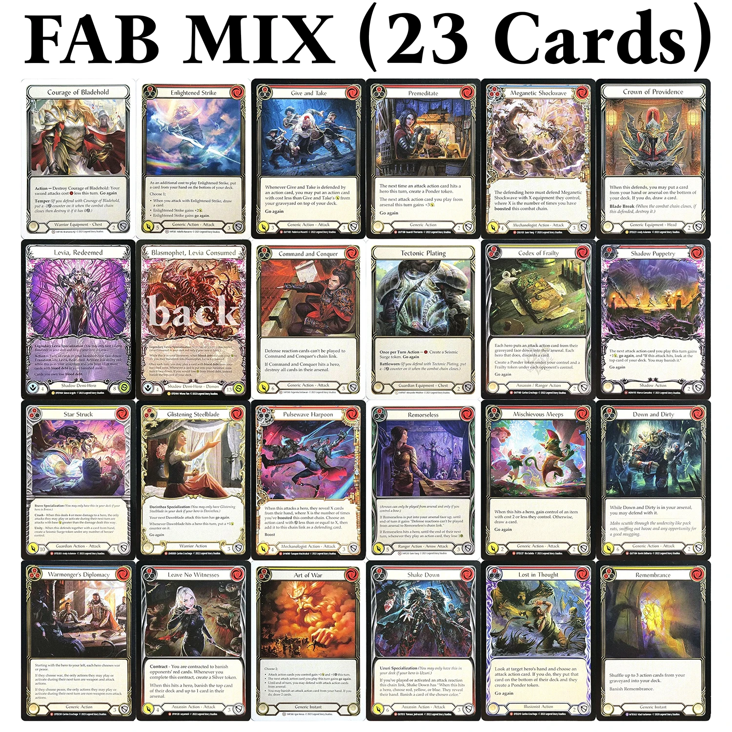 23 قطعة/المجموعة/مجموعة FAB MIX مجموعة كاملة منتظمة TCG Proxy أرواق لعب Levia Courage of Bladehold Warmonger's Diplomacy Redeemed Star Struck