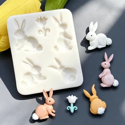Molde de silicona con forma de flor de conejo de pascua, herramientas de decoración para pasteles, Chocolate, magdalenas, Fondant