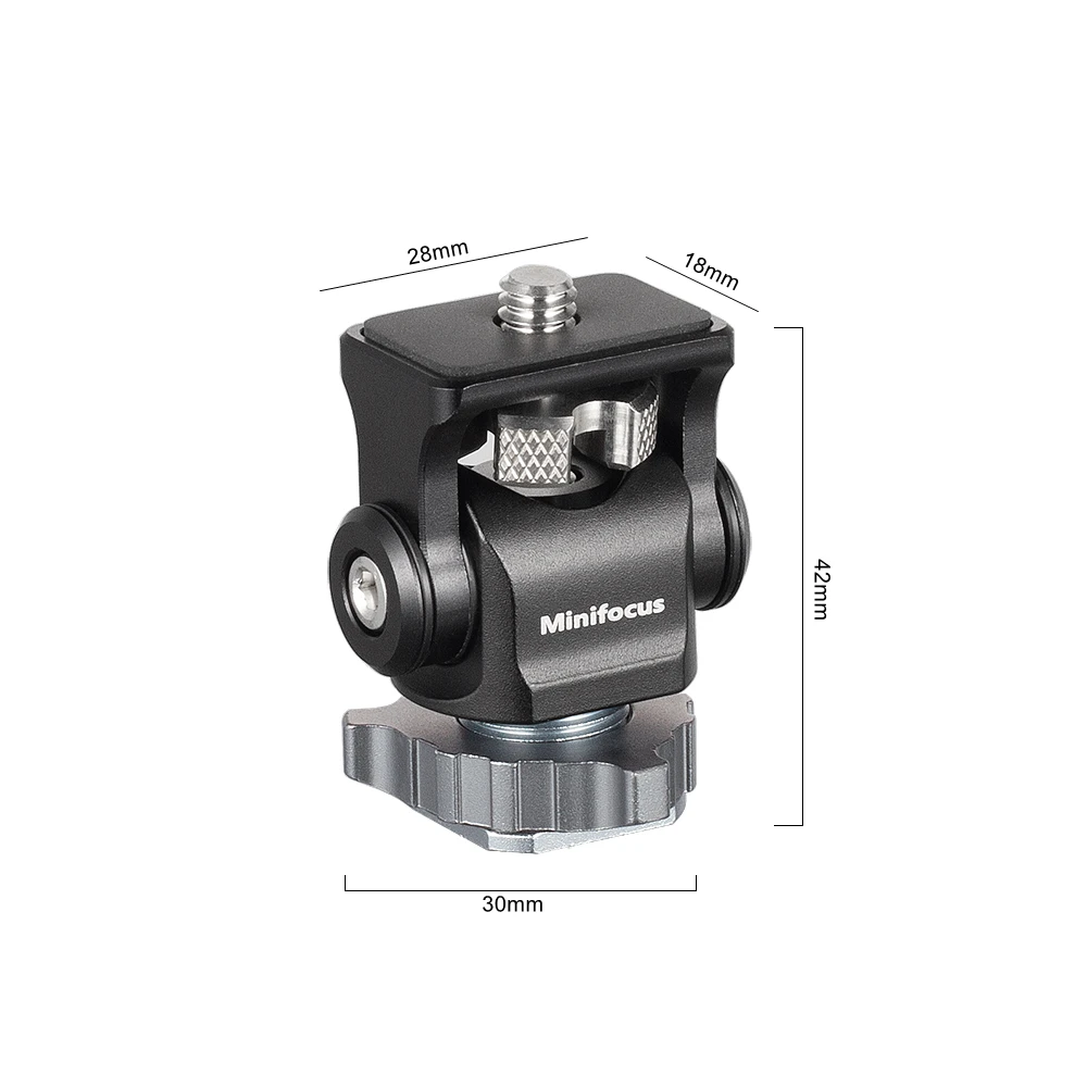 Minifocus 180 Graden Tilt Arm Beugel Roterende Mini Hot Shoe Stand Monitor Mount Base Adapter 1/4 ''Inch Schroef Voor dslr Camera Mic