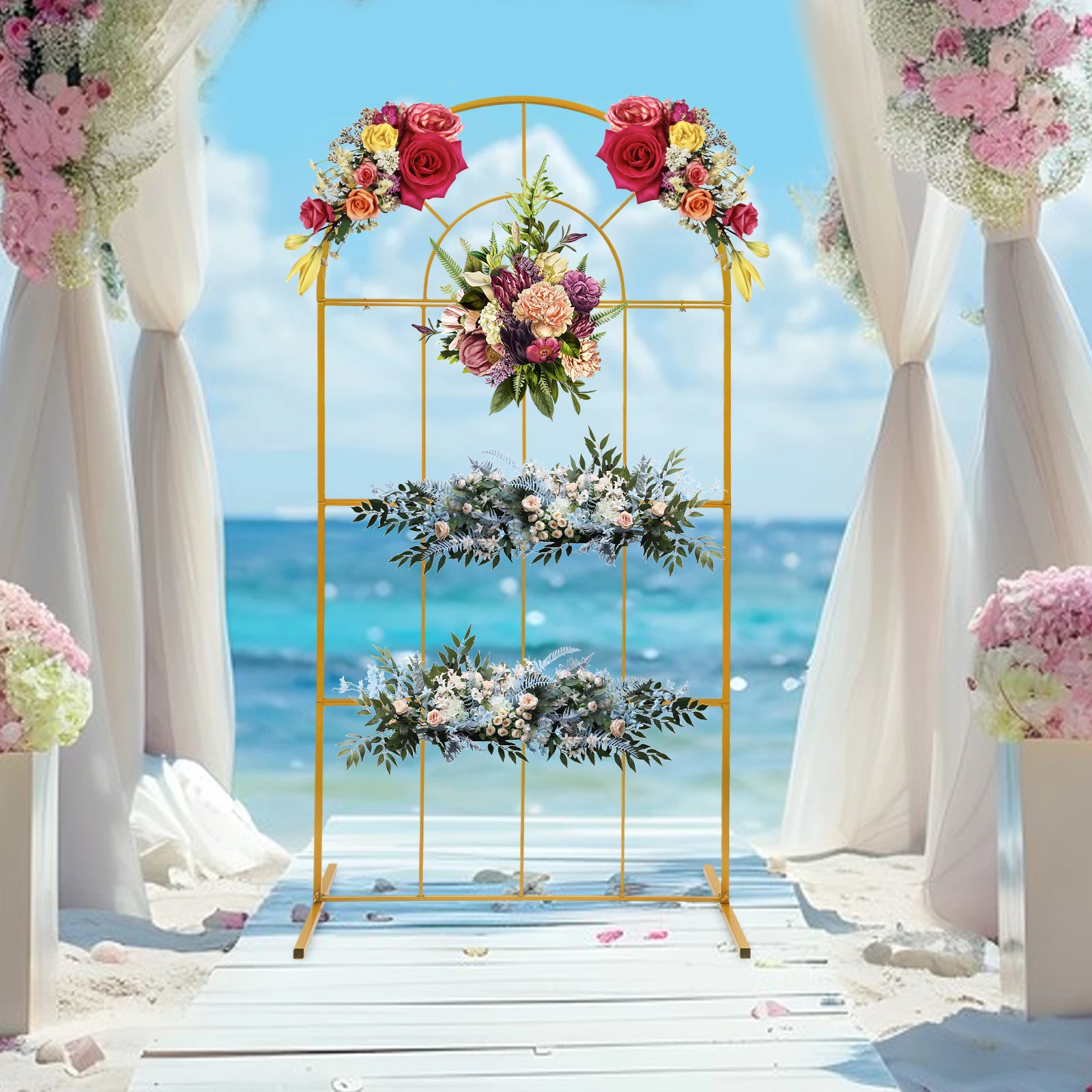 

Wedding Arch Flower Stand Freestanding Floral Background Decoration Balloon Arch Frame Kit for Party Ceremony Birthday Decor