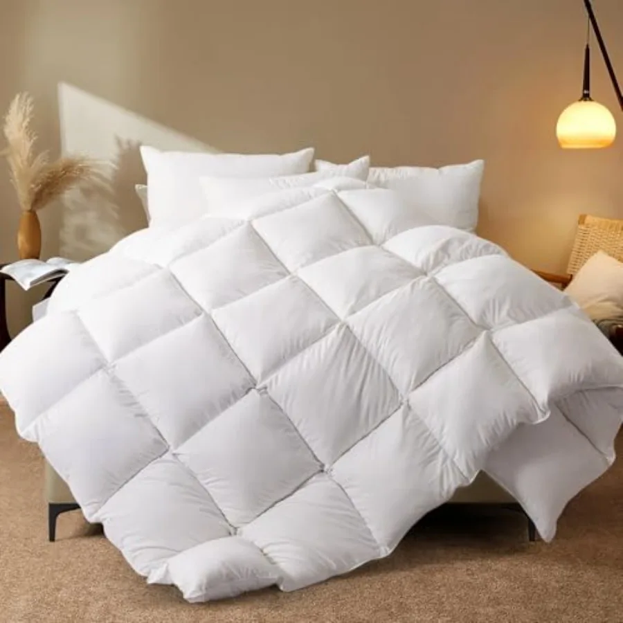 

Size Feather Comforter Filled with Feather and Down Fiber White All Season Duvet Insert - Luxurious Hotel Bed Comforter - 100%