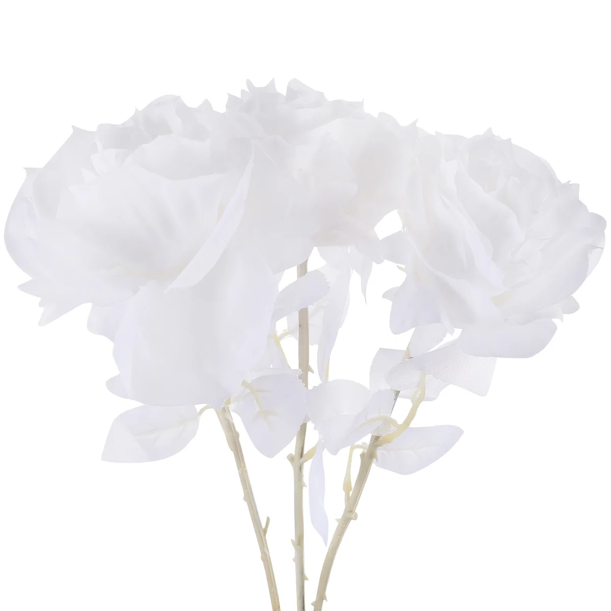 

3PCS Artificial Silk Roses Lightweight Home Wedding Party Decoration Halloween nament White Single Branch