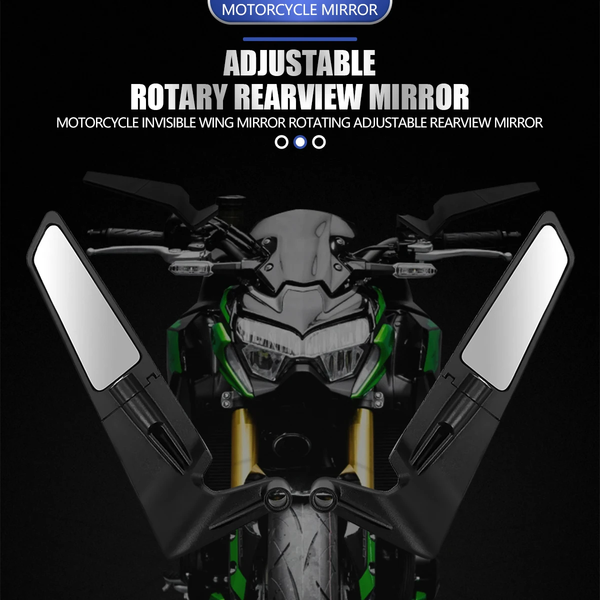 Motorcycle Side View Mirror For Kawasaki Z1000 Z900 Z800 Z750 Z650 Z400 Z300 Z250 Z125 Rearview Mirrors Kits Rotate Adjustable image 2