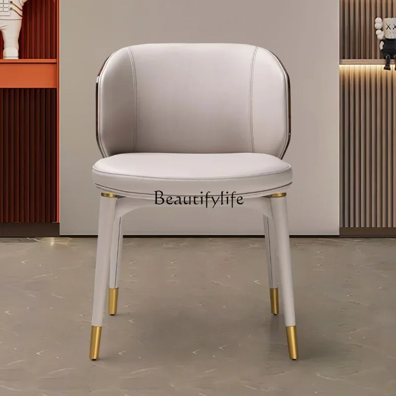 

Dining Chair Household Genuine Leather High-End Simple Modern Leisure Desk Chair