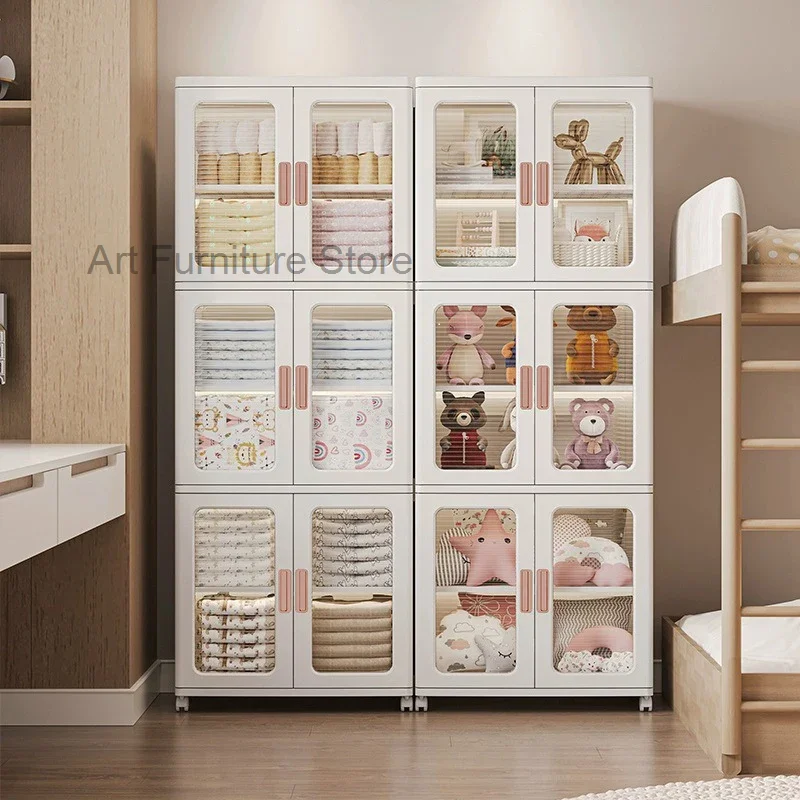 Installation Free Storage Cabinet Household Living Room Storage Cabinet Multi-Layer Snack Storage Cabinet Clothing Sorting Box