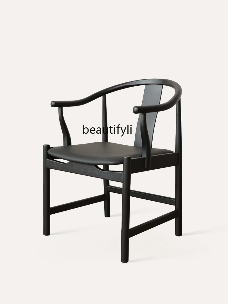 

ld14 round-Backed Armchair Sofa Chair New Chinese Home Owner Zen Solid Wood Tea Room Modern Dining Chair