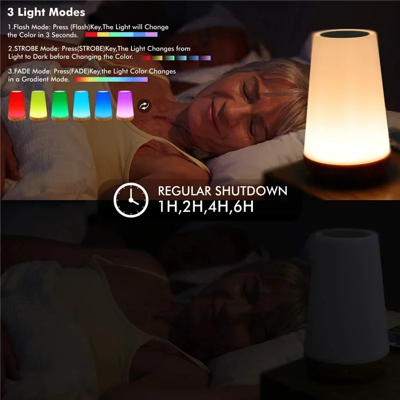 Lampu malam LED 13 warna RGB, cahaya malam USB dapat diisi ulang untuk ruang makan kamar tidur lampu meja sentuh untuk anak-anak malam samping tempat tidur lampu malam