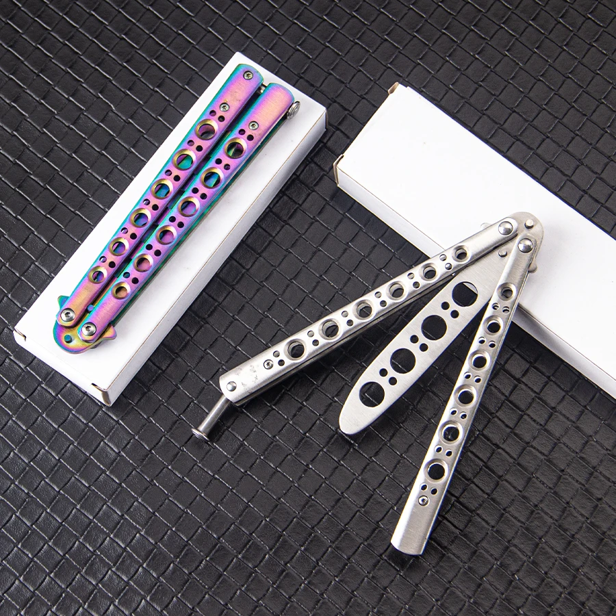 سكين تدريب الفراشة على شكل فراشة CSGO سكين عرض من الفولاذ المقاوم للصدأ غير شحذ لأداة الاستخدام اليومي في الهواء الطلق #4