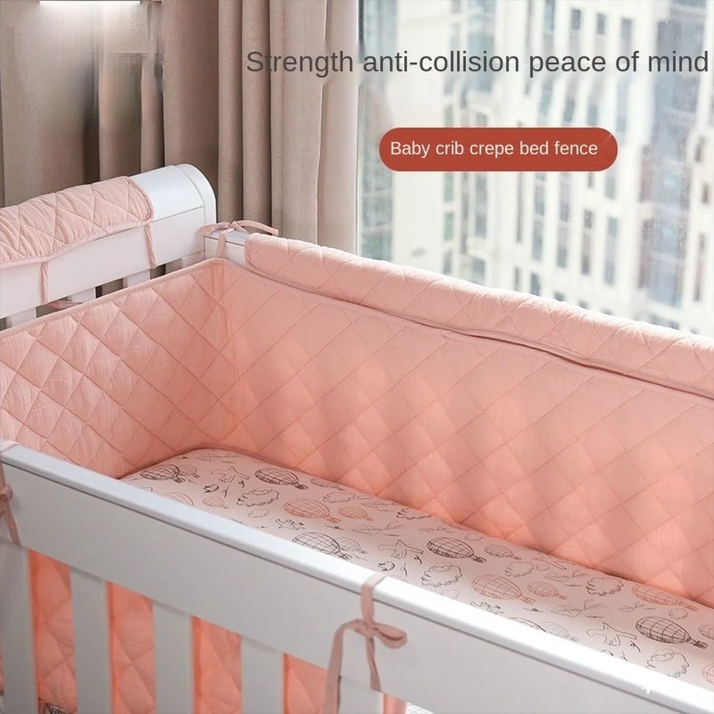 Soft Double-deck Crepe Baby Crib Bumpers Anti Collision Protective Cloth Newborn Toddler Bed Guardrail Mat