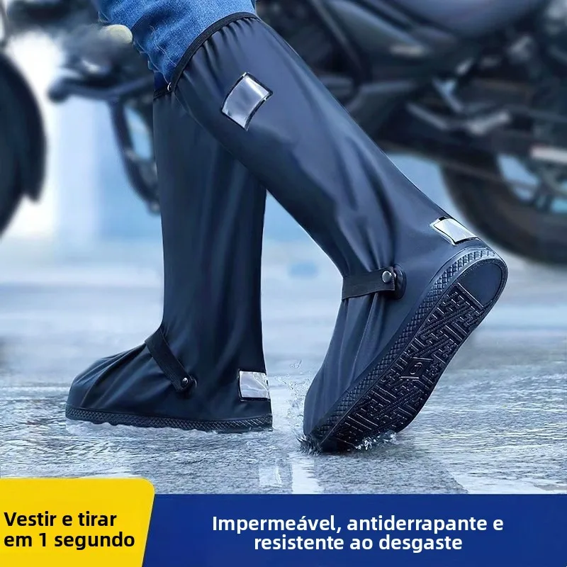 thickened-high-tube-rain-boot-covers-waterproof-anti-slip-men's-rain-shoe-covers-for-rainy-days-unisex-foot-protection