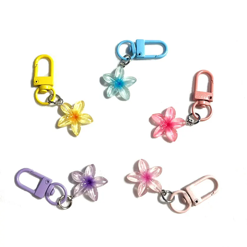 

Colored Transparent Flower Keychain Pendant for Women Girls Fashion Exquisite Keychain Bag Decoration Accessories Key Chains