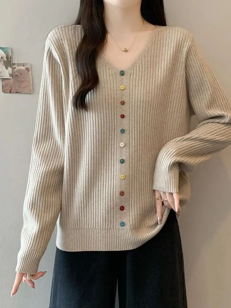 2025 Chic Sweater tops for women casual Women Autumn and Winter Soft Loose Pullover Lazy Style Shiny Yarn Gentle Elegant Top