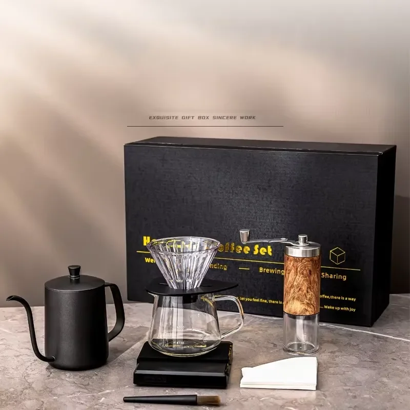 Manual Gooseneck Coffee Pot Drip Filter Set with Scale Portable Outdoor Hand Brew Kit Eco Friendly Travel Gift for Camping