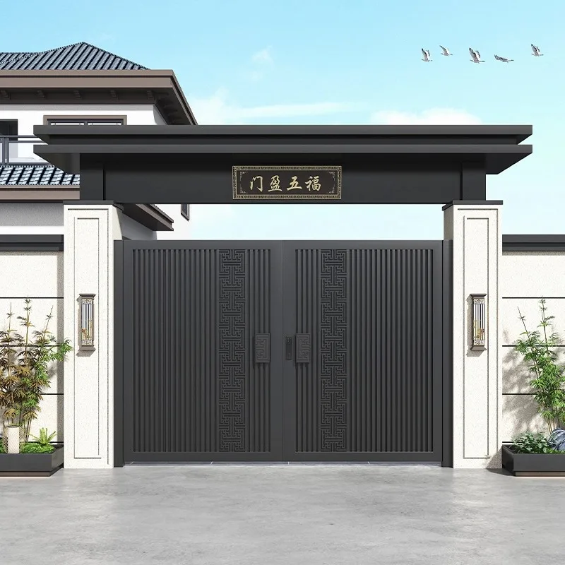 

Automatic Double Panels Swing Style Iron Driveway Gates Latest Main Gate Designs Decorative Aluminum GatesCustomizable