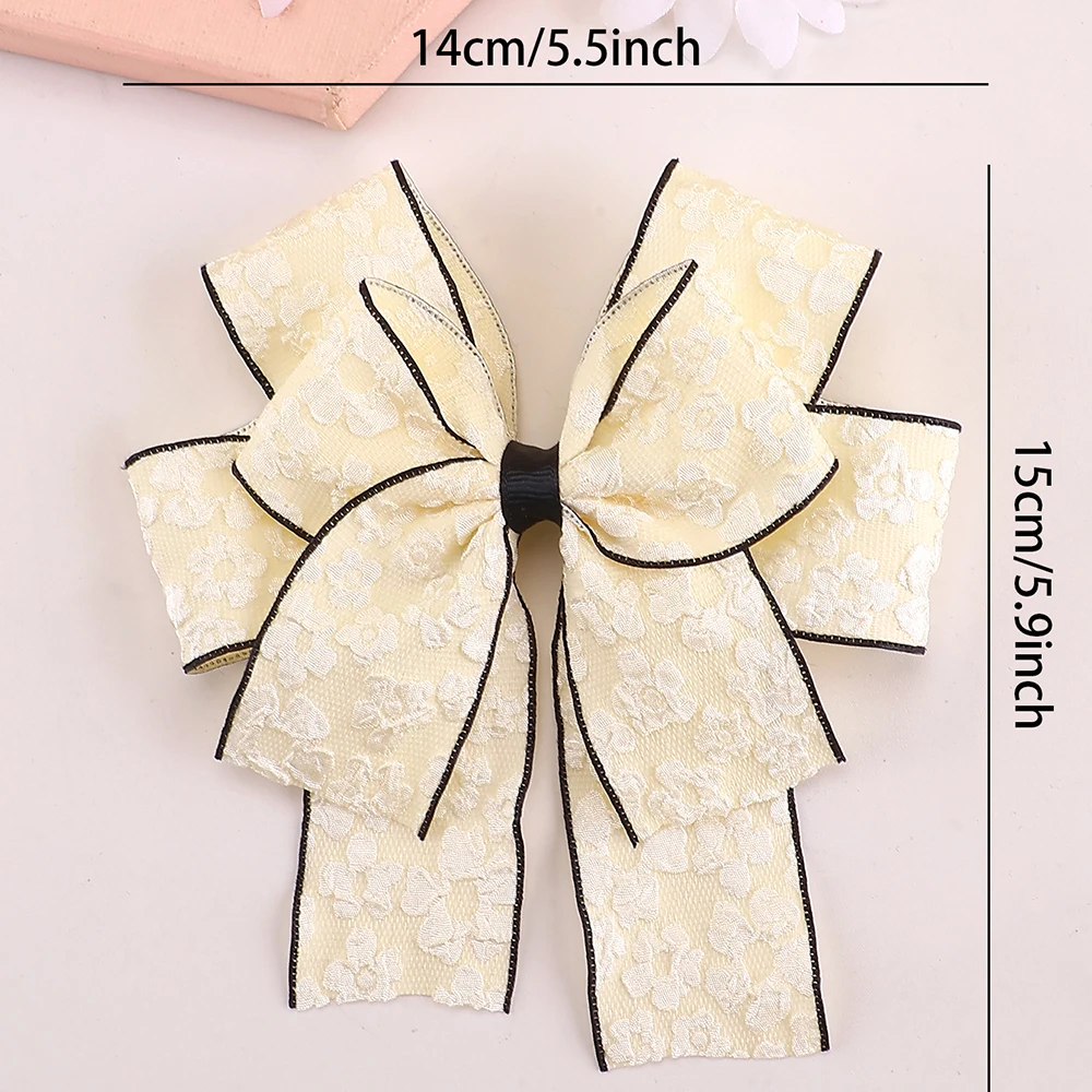 レースの花のヘアクリップ,大きな蝶ネクタイ,ヘアアクセサリー,黒と白,1個