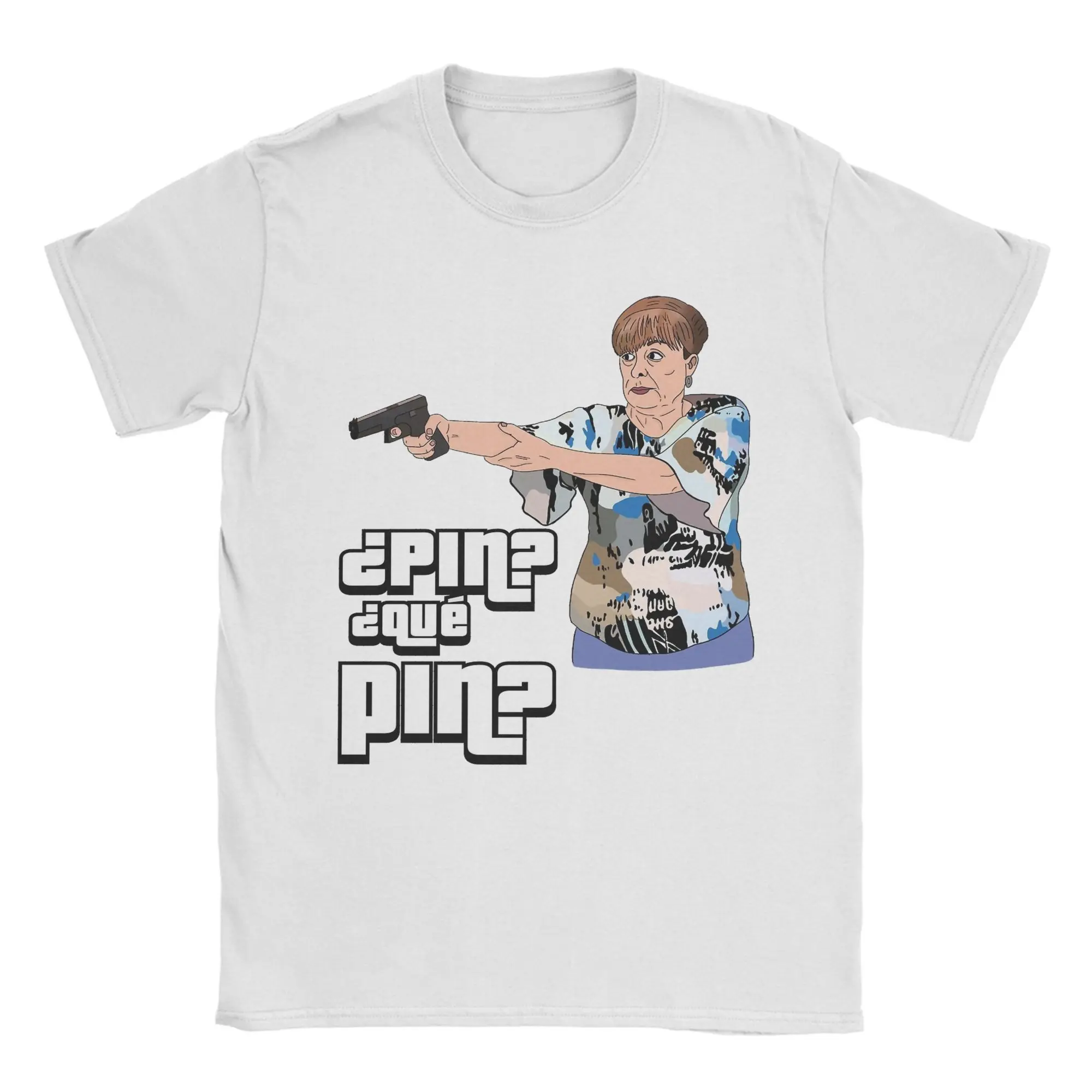 Pin Que pin Vicenta Aqui No Hay Quien Viva T Shirts Men's  Cotton  Round Collar  Tee Shirt Short Sleeve Clothing Graphic Printed