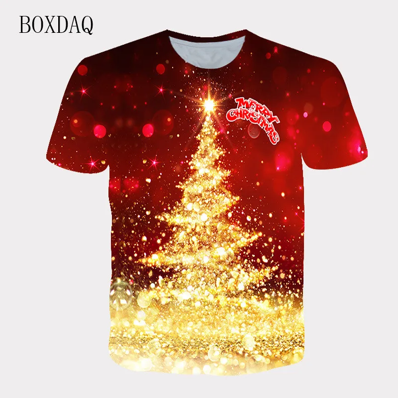 

Fashion Christmas Tree Men's T-shirts Short Sleeve 3d Print Streetwear Hip Hop Tee 6XL Plus Size Male Clothing New Year Tops