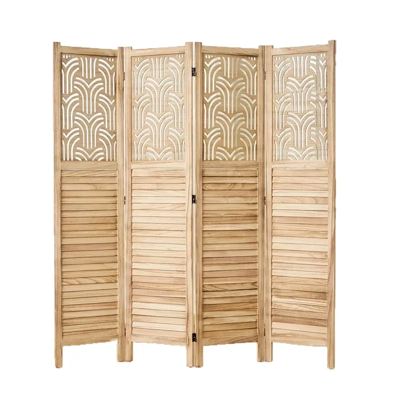 Portable Wooden Folding Screen Room Divider Simple Decorative Partition for Office Hotel Lobby Entrance