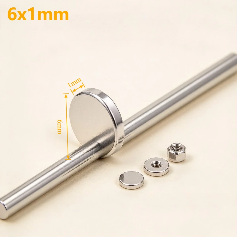 6x1mm N35 Round Disc Neodymium Magnet Small Permanent Rare Earth NdFeB Magnet for Refrigerator Office DIY Crafts