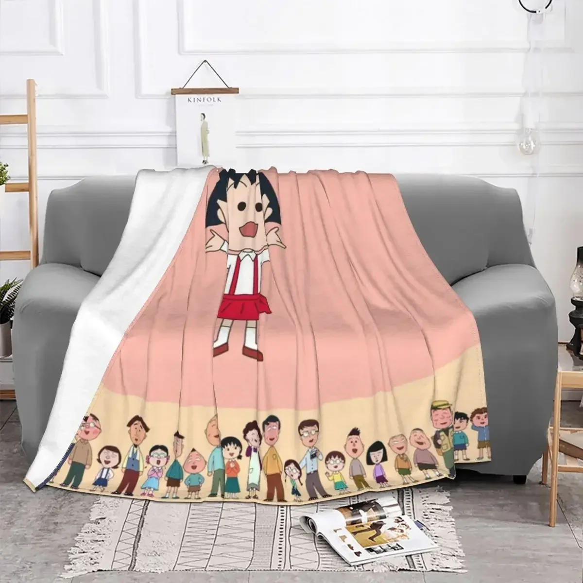 Chibi Maruko Chan-Manta de forro polar para niña, decoración textil, transpirable, ultrasuave, ropa de cama de viaje