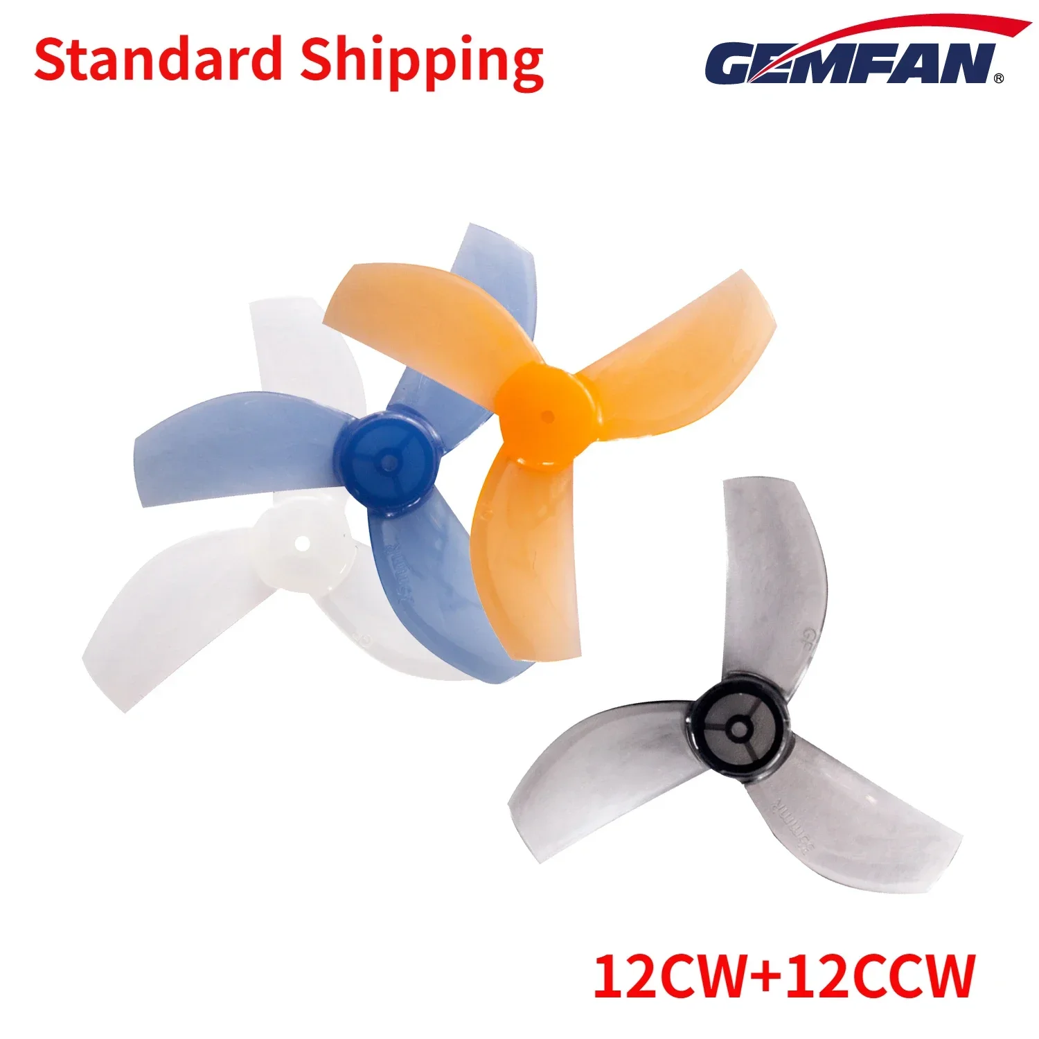 

12Pairs(12CW+12CCW) Gemfan 35mm-3 35mm 3-Blade Micro Propeller 1.0mm (Random Color) for RC FPV Tinywhoop Drones