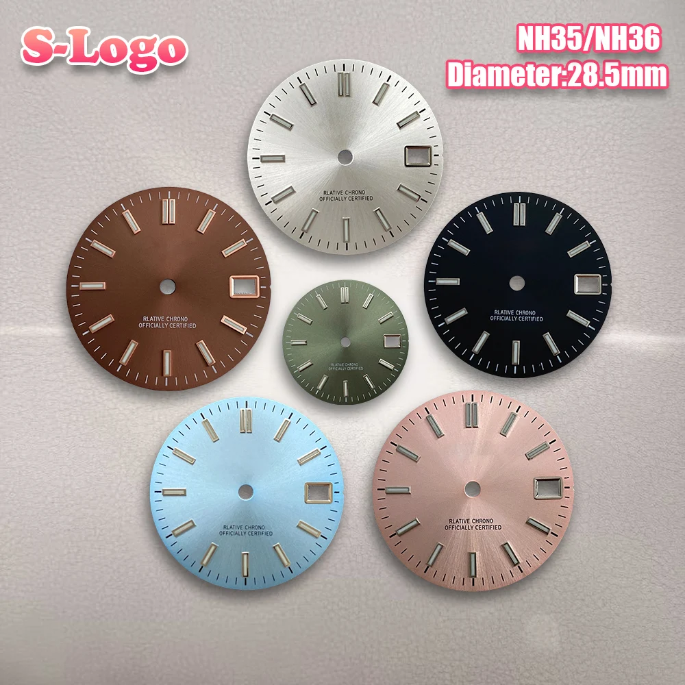 28.5mm S Logo Sunray Dial Fit NH35/NH36/4R/7S Japan Movement Green Luminous Log Watch Modification Accessories Repair tools