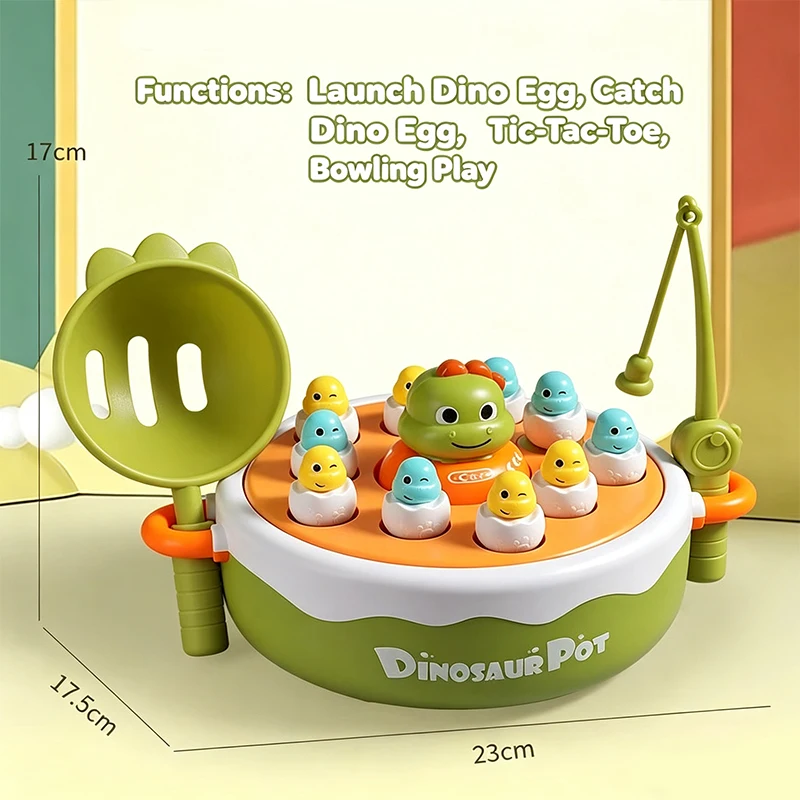 Electric Dinosaur Magnetic Turntable Fishing Toy Bouncing Multifunctional Educational Inertial Magnetic Force