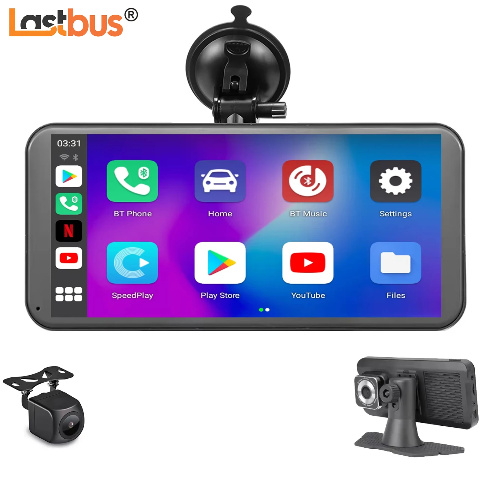 

Lastbus 6.25 inch Dash Cam 2K Front Camera + 1080P Rear View Camera Loop Recording with ADAS Wireless Carplay Android Auto