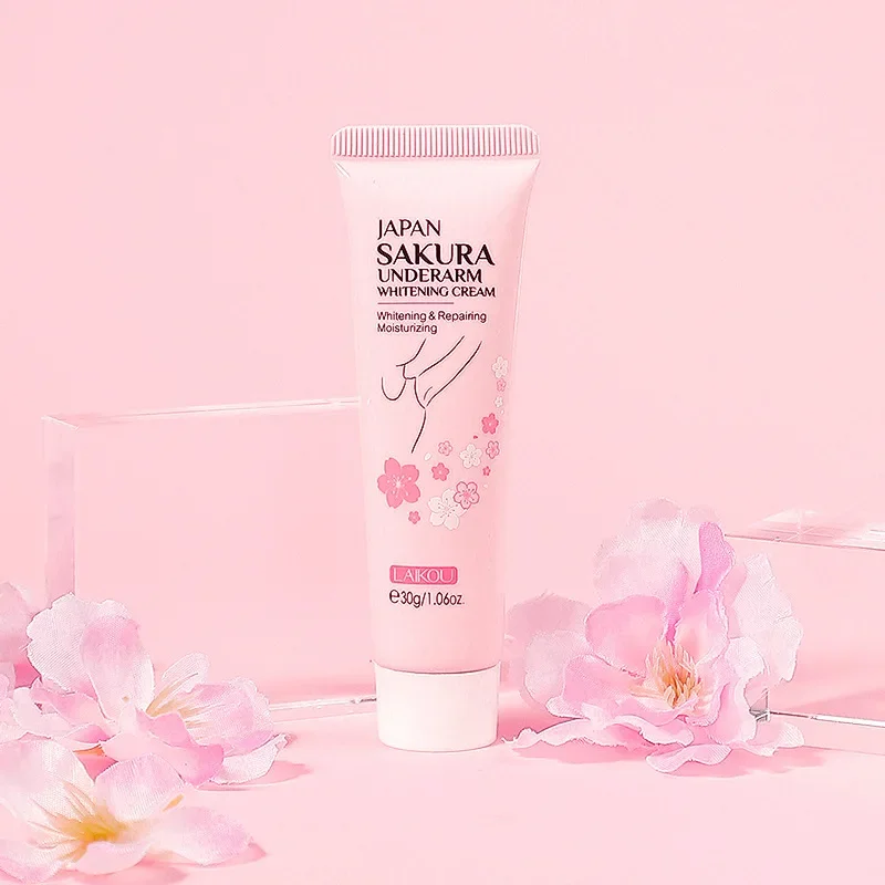 Japan Sakura Underarm Whitening Cream Knee Buttocks Dark Skin Bleach Improve Melanin Pigmentation Dull Moisturizing Brighten 30g