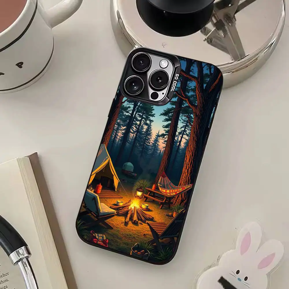 Mountain wild camping Phone Case For iPhone 17,16,15,14,13,12,11 Plus,Pro Max,Colored Silver Phone Case