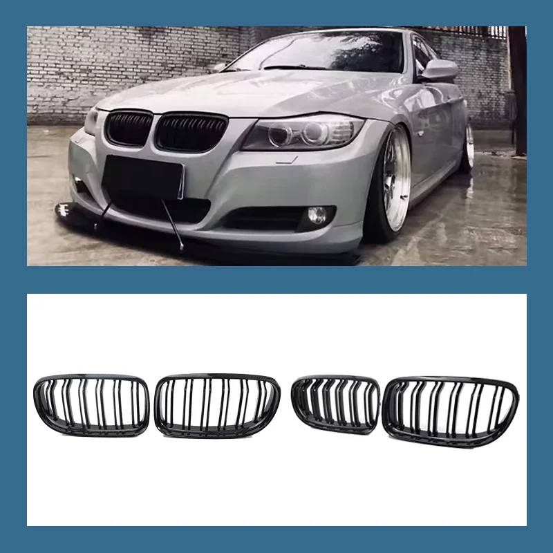 New Look Car Grille Grill Front Kidney Glossy 2 Line Double Slat For BMW 3 Series E90 E91 2009 2010 2011 2012 Car Styling