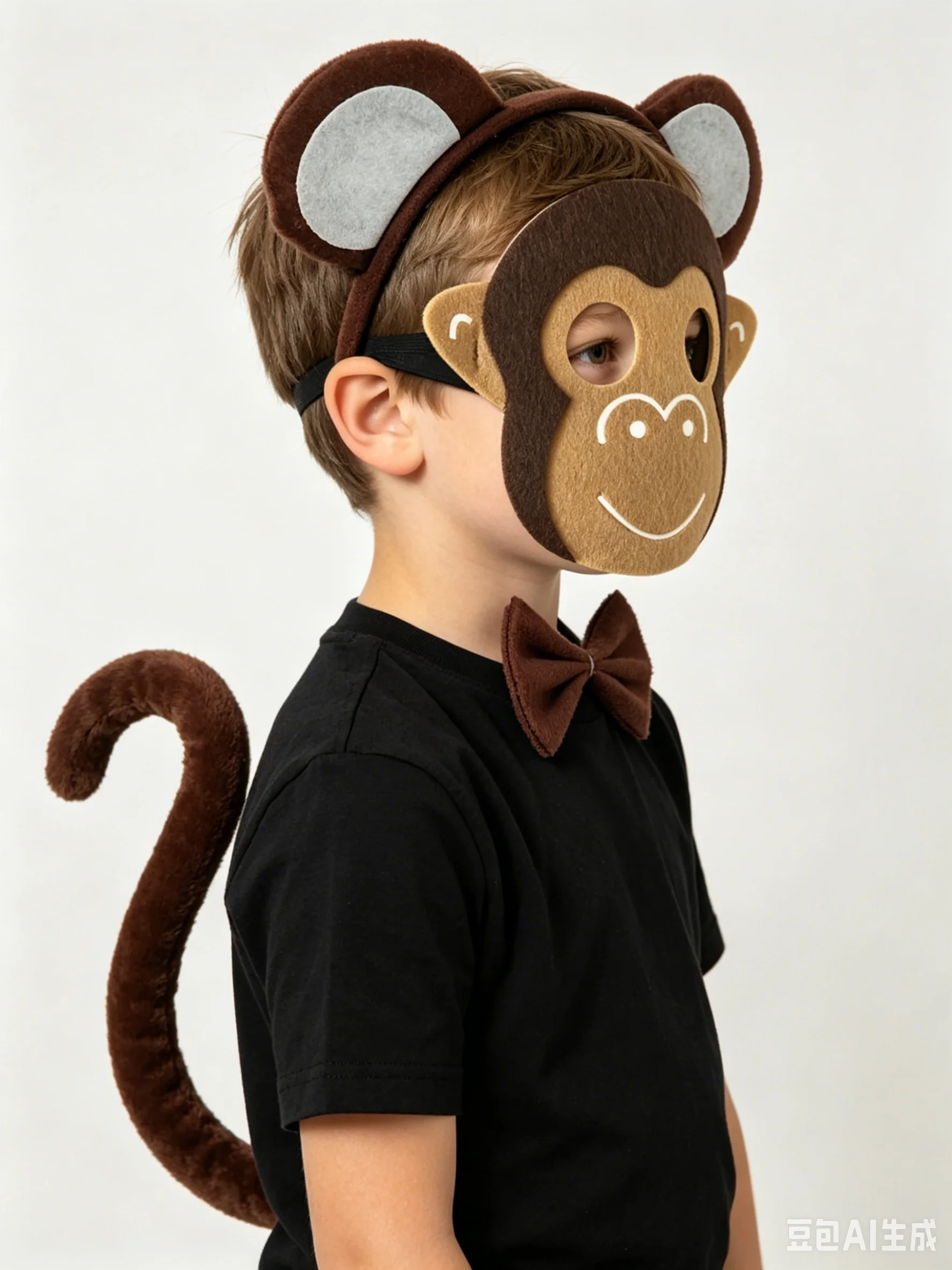 

7 Sets Boy Men Plush Monkey Animal Headband Bow Tie Tail Mask Birthday Party Cosplay Costume Christmas Halloween