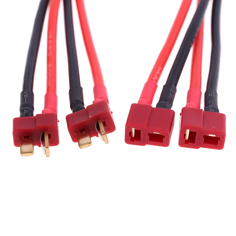 10 pçs conectoreans extensão de bateria dupla y divisor t plug adaptador cabo 14awg leva para rc lipo bateria fio paralelo harne