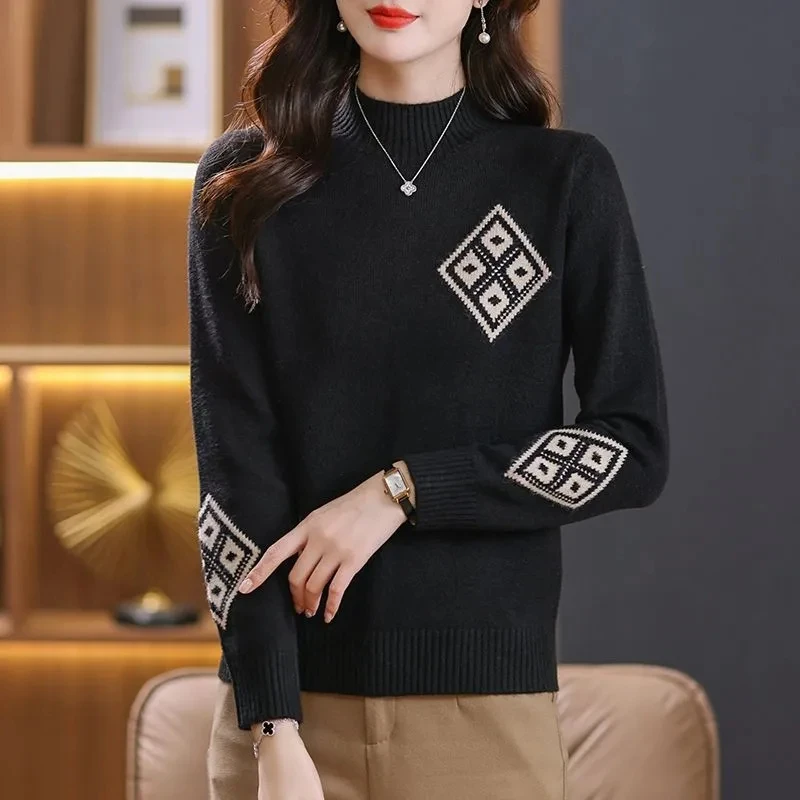 2024 Spring Autumn Winter Knitwear Women Sweaters Fashion Casual Warm Knit Cable Jumper Female Turtleneck Sweater