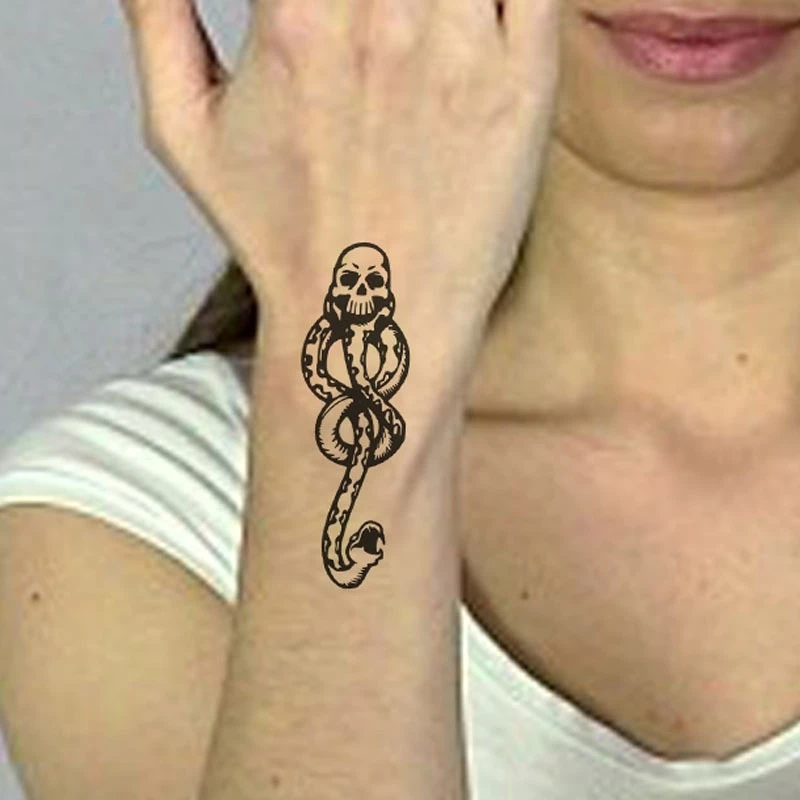 

5/10/20 PCS Death Eaters Dark Mark Waterproof Temporary Tattoo Sticker Skull Snake Head Body Women Men Halloween Art Fake Tattoo