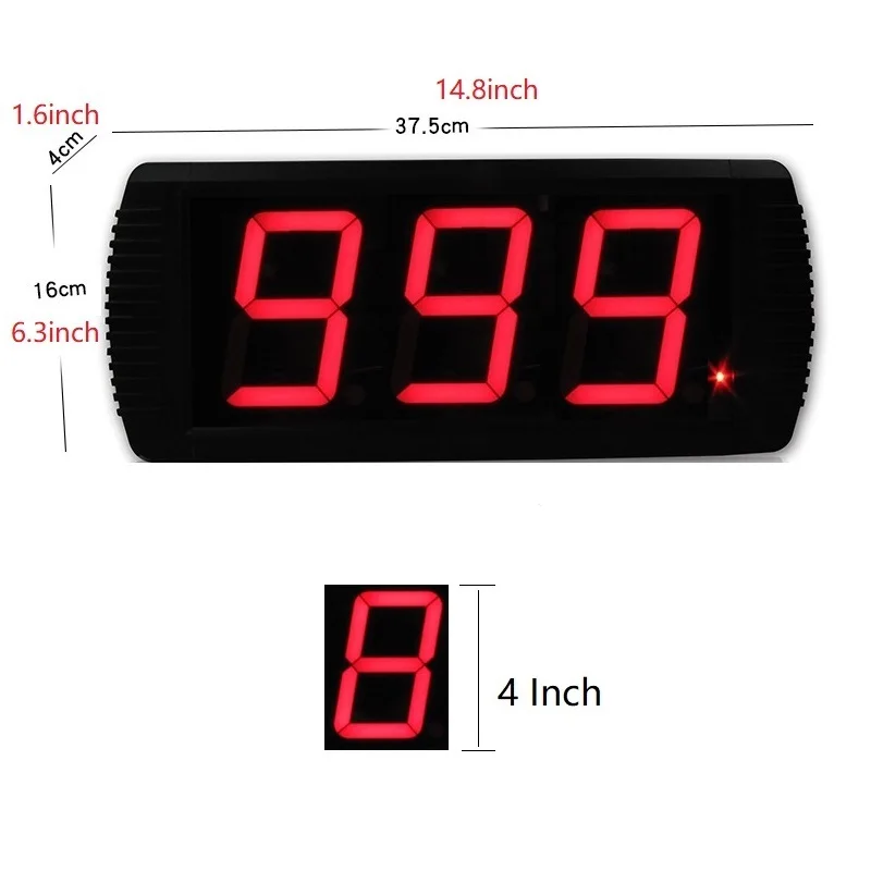 GI3D-4R 4 Inch Digital Display LED Counter 999 Countdown Countup Clock with Remote for Shop School Factory Production Line