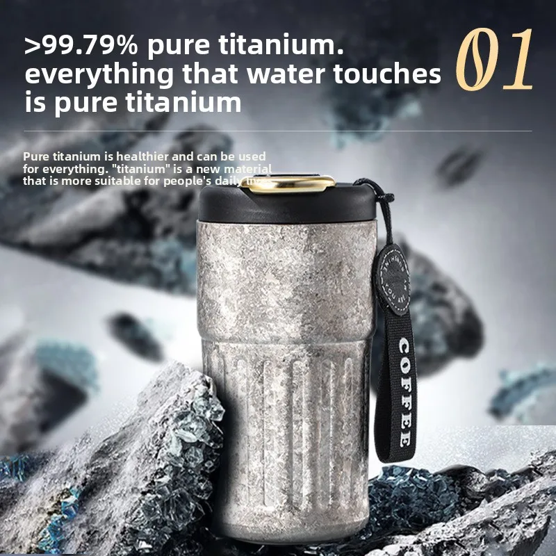 

Pure Titanium Coffee Cup Intelligent Temperature Display Insulated Cup Outdoor Portable Large Capacity Coffee Insulated Cup Gift