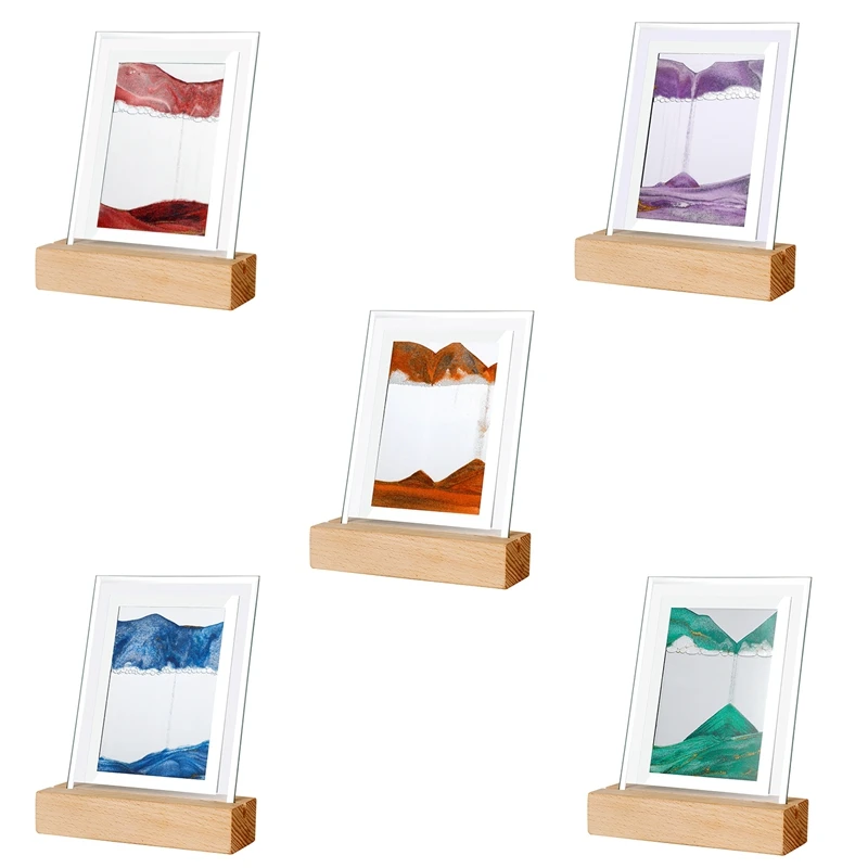 TKOH-Lámpara de noche móvil de arte de arena, artesanía, arena movediza, paisaje 3D, imagen de arena que fluye, reloj de arena, regalo, luz LED de noche de mesa