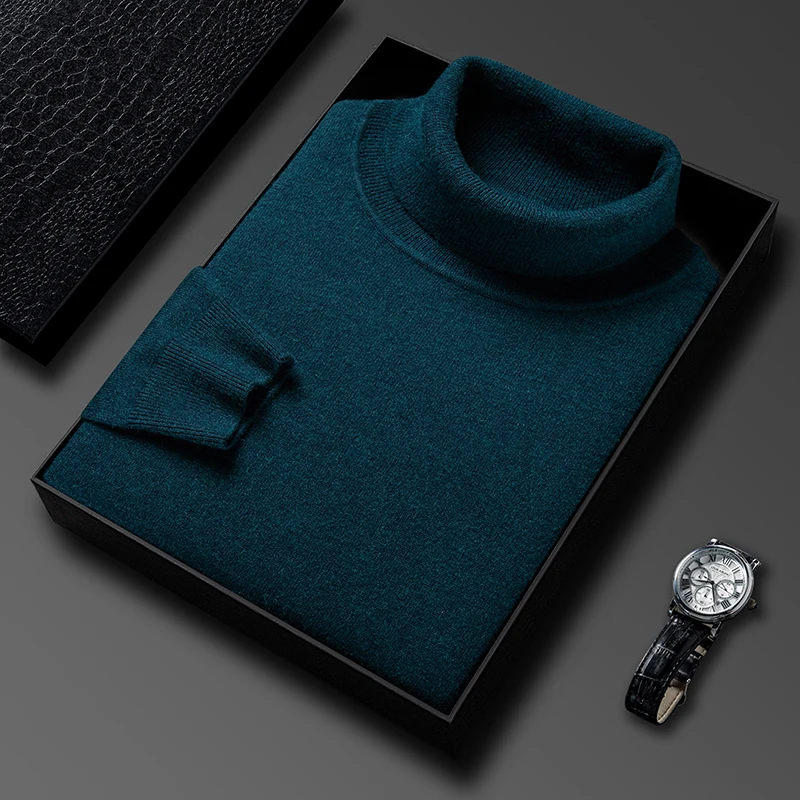 

Men's Knitted Sweater Turtle Neck Cashmere Man Knit Sweater Pullovers Autumn Winter New Korean Smart Casual Men Clothing Top